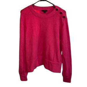 J. Crew Bright Pink Wool Blend Crew Neck Sweater Size XL